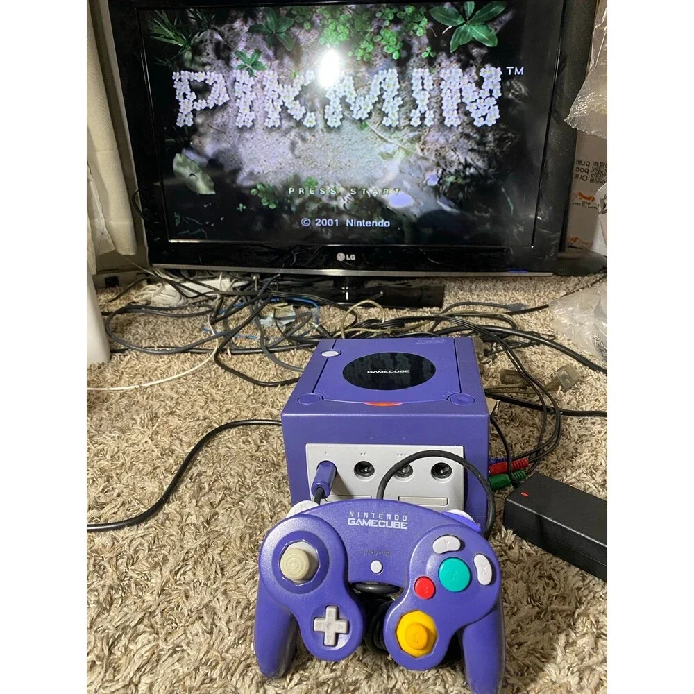 Nintendo GameCube Indigo Purple W OEM Controller DOL-001 Tested Authentic Retro